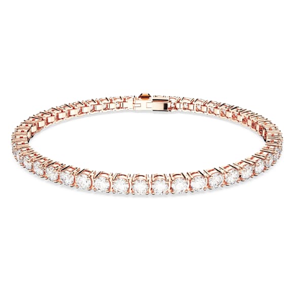 Swarovski Matrix Tennis bracelet Round cut, White, Rose gold-tone plated 5657659