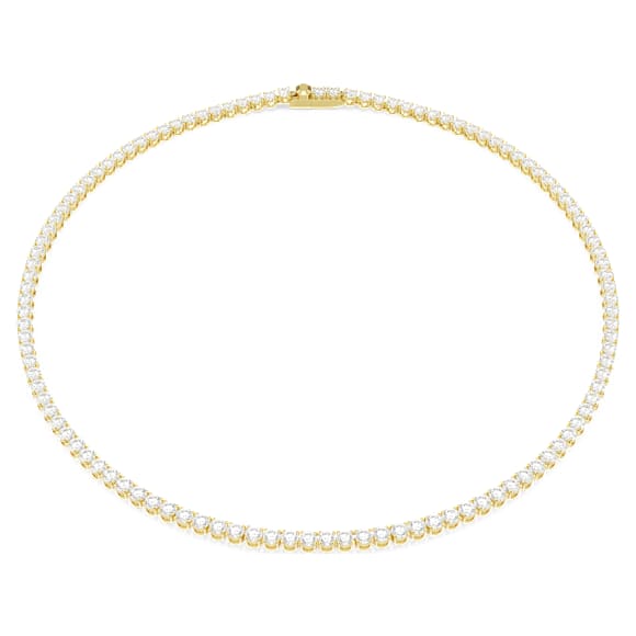 Swarovski Matrix Tennis necklace Round cut, White, Gold-tone plated 5681795