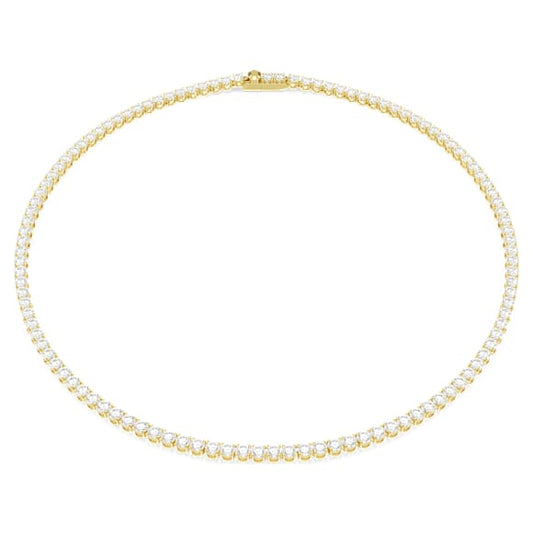 Swarovski Matrix Tennis necklace Round cut, White, Gold-tone plated 5681795