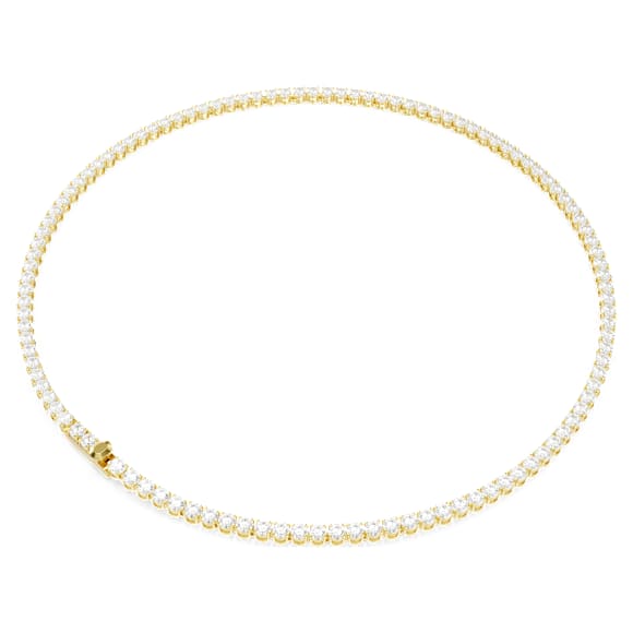 Swarovski Matrix Tennis necklace Round cut, White, Gold-tone plated 5681795