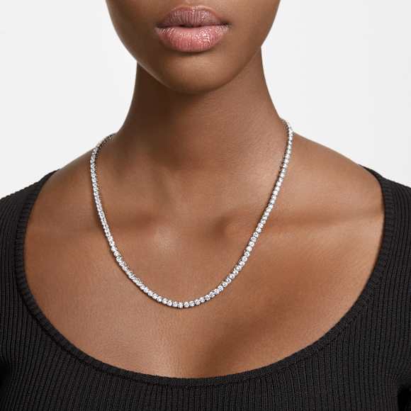 Swarovski Matrix Tennis necklace Round cut, White, Rhodium plated 5681801