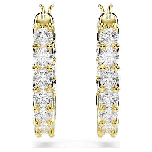Swarovski Matrix Vittore hoop earrings Round cut, White, Gold-tone plated 5733398