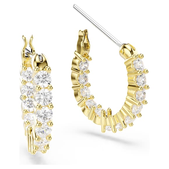 Swarovski Matrix Vittore hoop earrings Round cut, White, Gold-tone plated 5733398