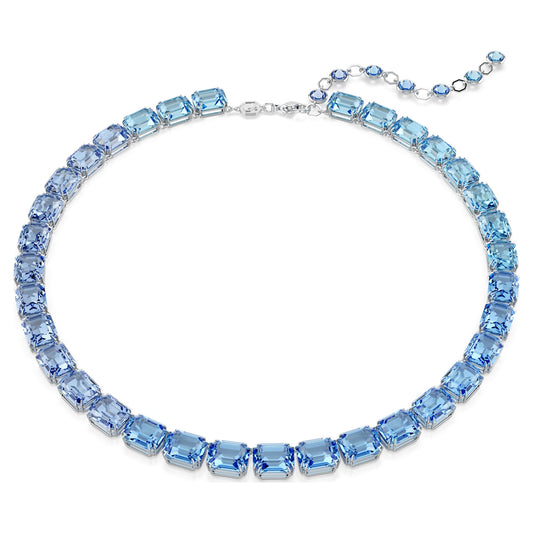 Swarovski Millenia necklace Octagon cut, Color gradient, Blue, Rhodium plated 5694136