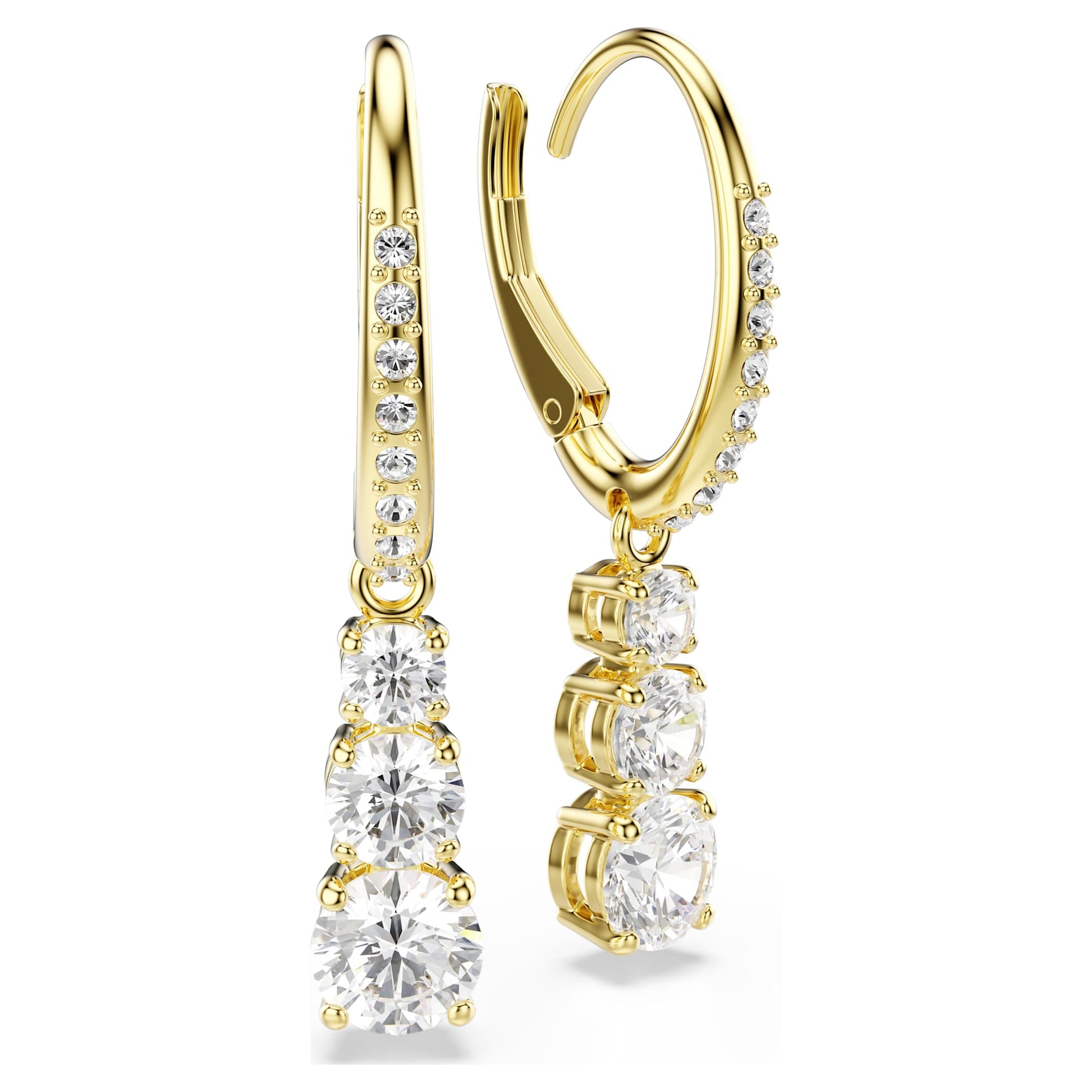 Swarovski Stilla Attract hoop earrings Round cut, White, Gold-tone plated  5723300