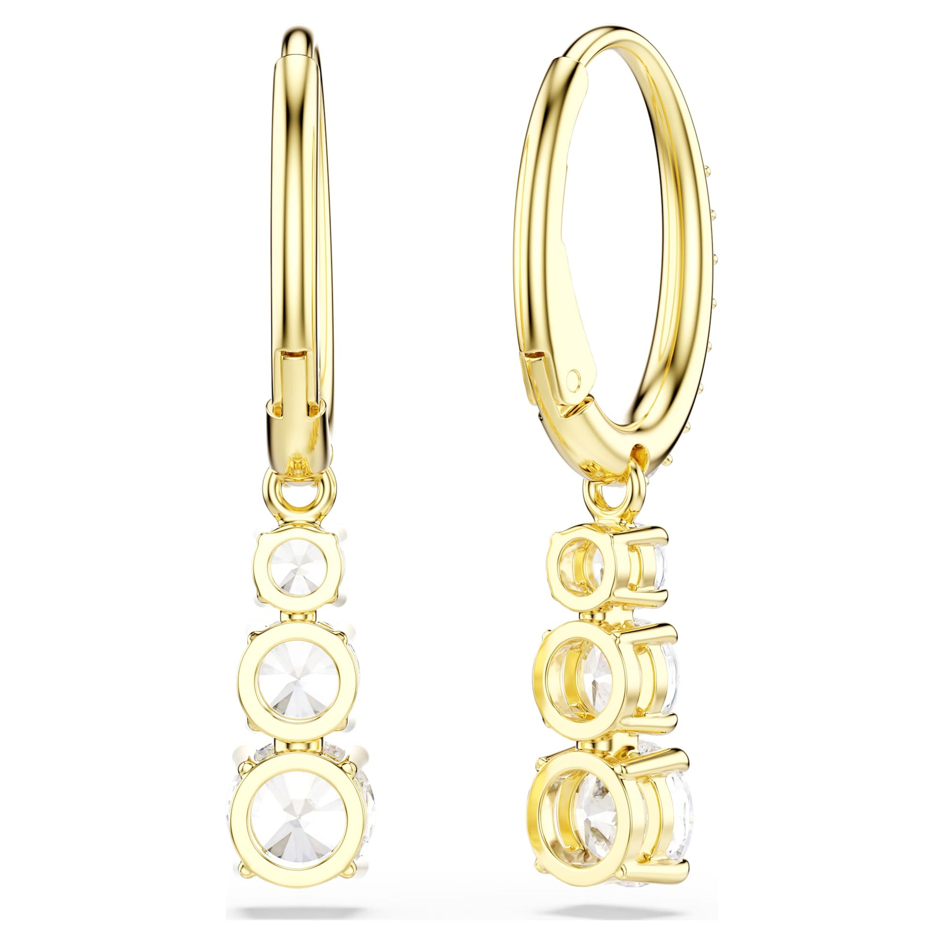 Swarovski Stilla Attract hoop earrings Round cut, White, Gold-tone plated  5723300