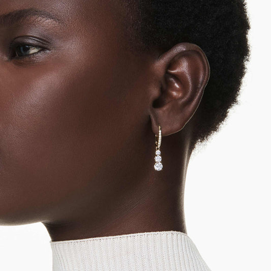 Swarovski Stilla Attract hoop earrings Round cut, White, Gold-tone plated  5723300