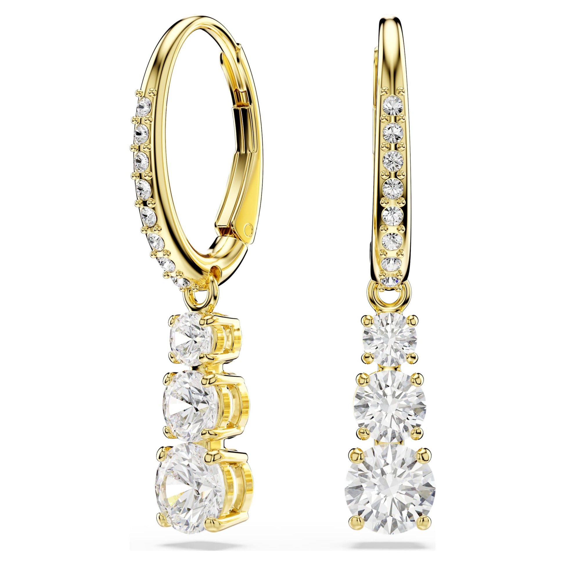 Swarovski Stilla Attract hoop earrings Round cut, White, Gold-tone plated  5723300
