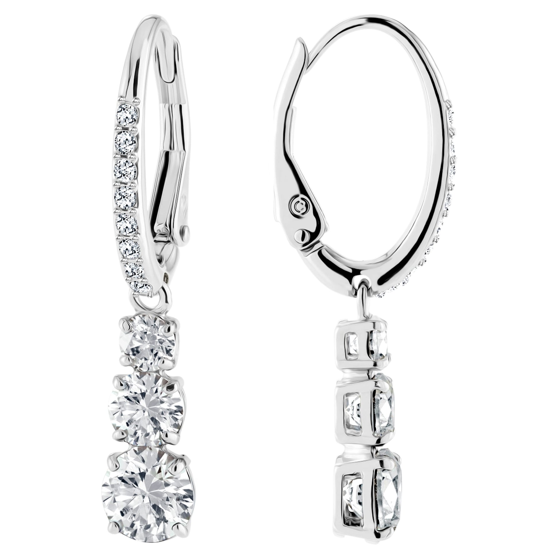 Swarovski Stilla Attract hoop earrings Round cut, White, Rhodium plated 5416155