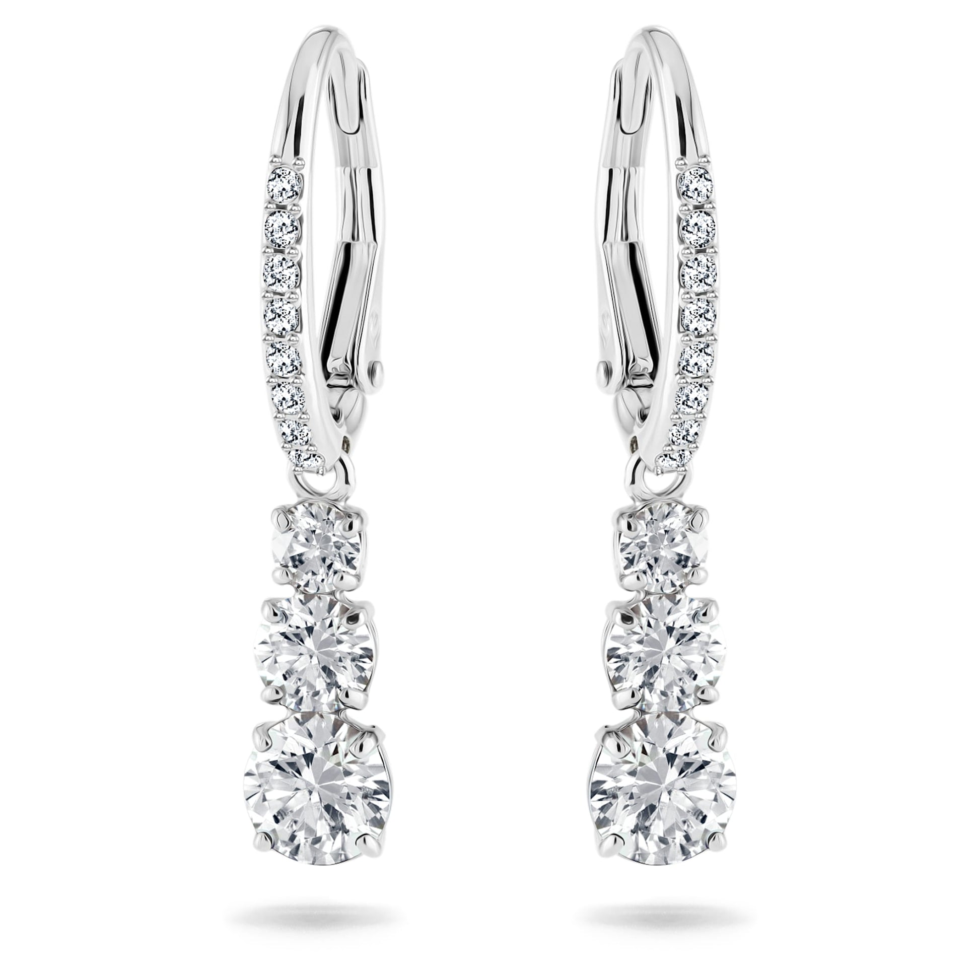 Swarovski Stilla Attract hoop earrings Round cut, White, Rhodium plated 5416155