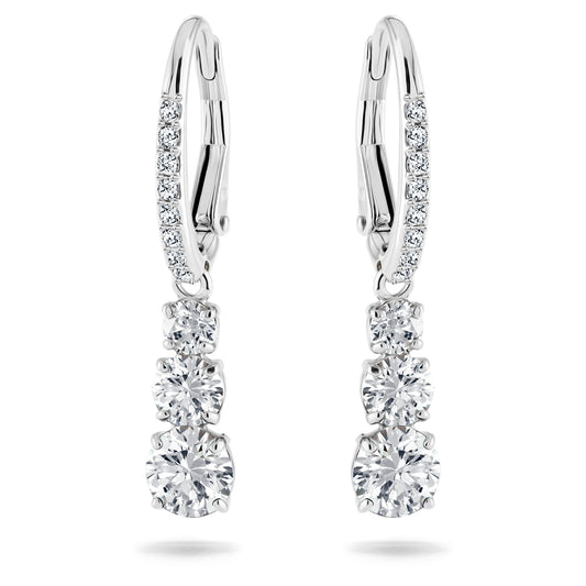 Swarovski Stilla Attract hoop earrings Round cut, White, Rhodium plated 5416155