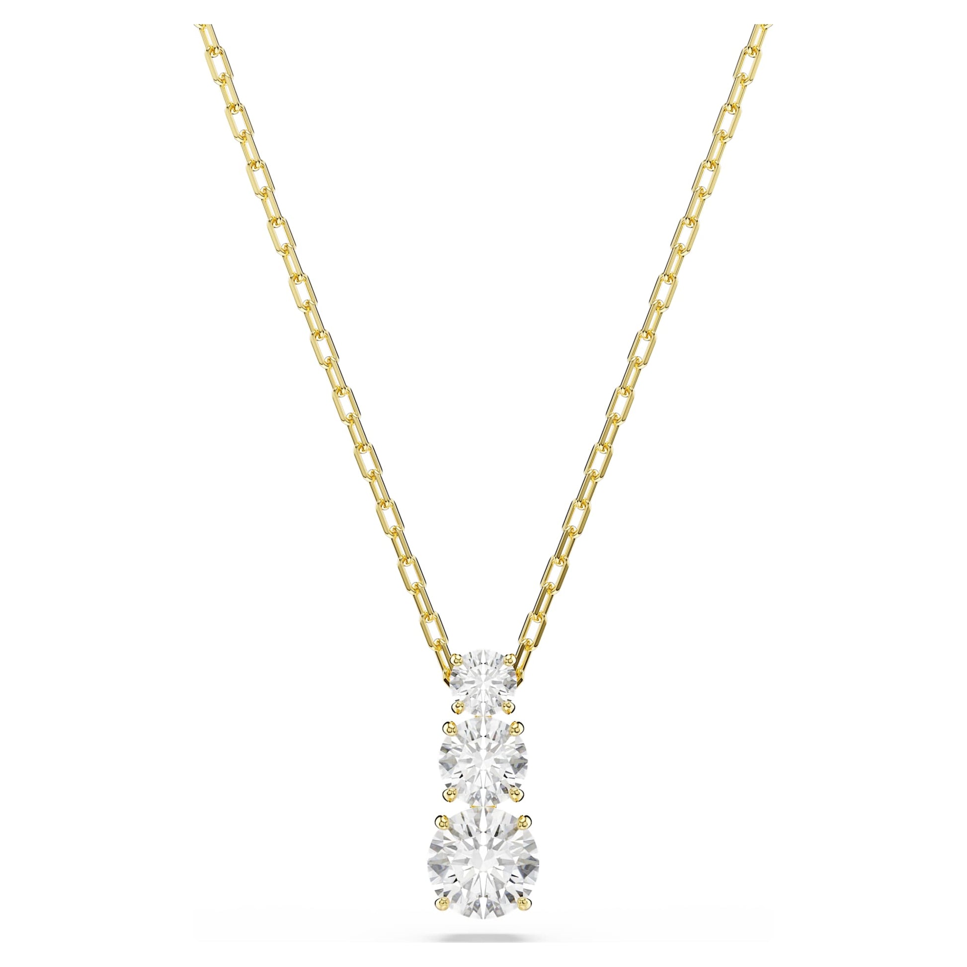 Swarovski Stilla Attract pendant Round cut, White, Gold-tone plated  5723298