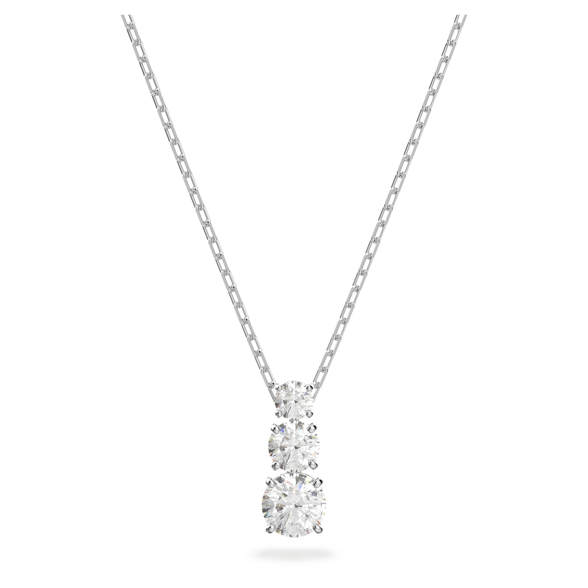 Swarovski Stilla Attract pendant Round cut, White, Rhodium plated  5414970