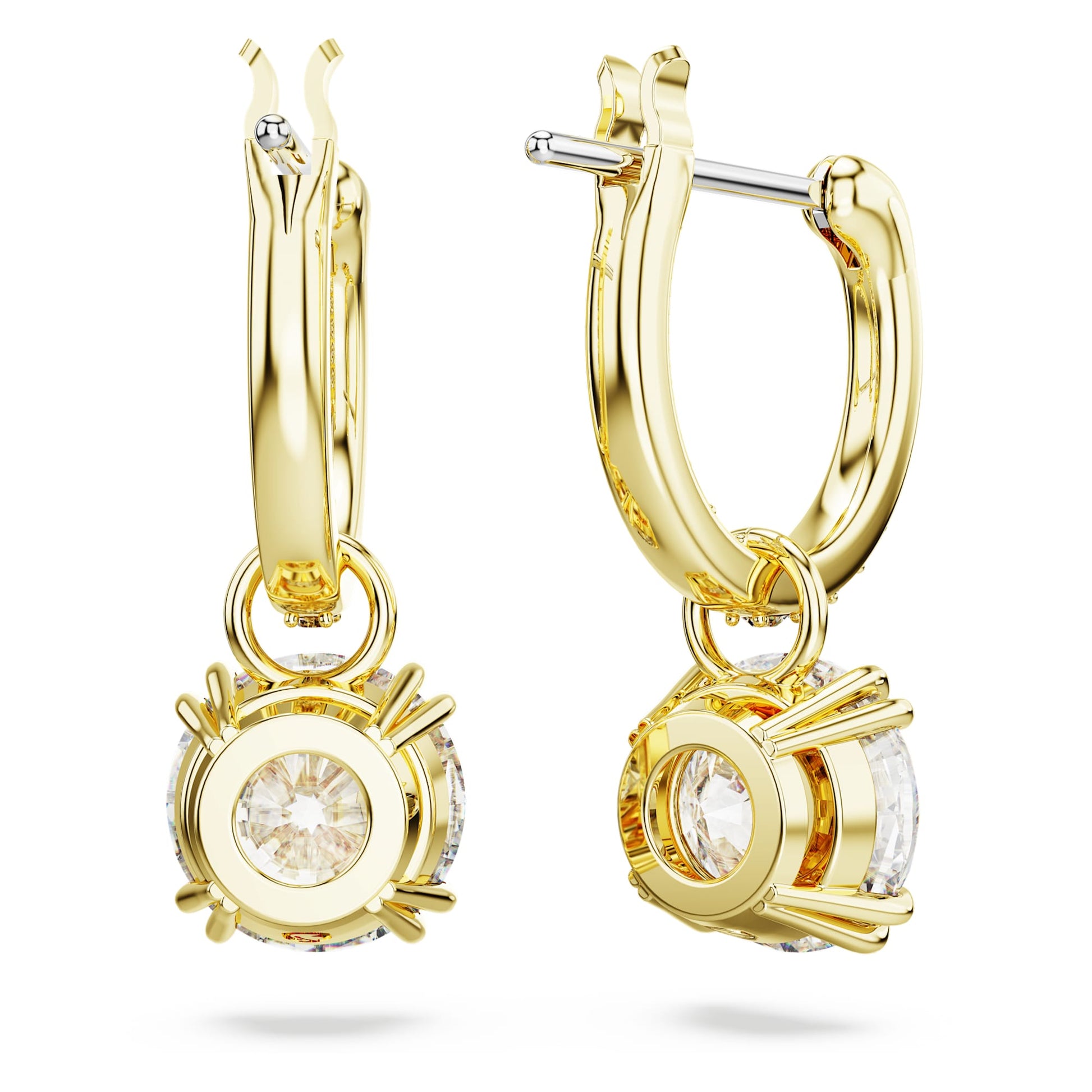 Swarovski Stilla drop earrings Round cut, White, Gold-tone plated  5638802