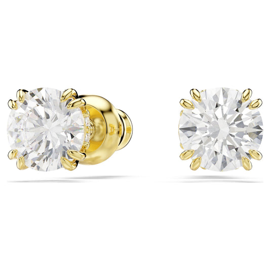 Swarovski Stilla stud earrings Round cut, White, Gold-tone plated 5642595