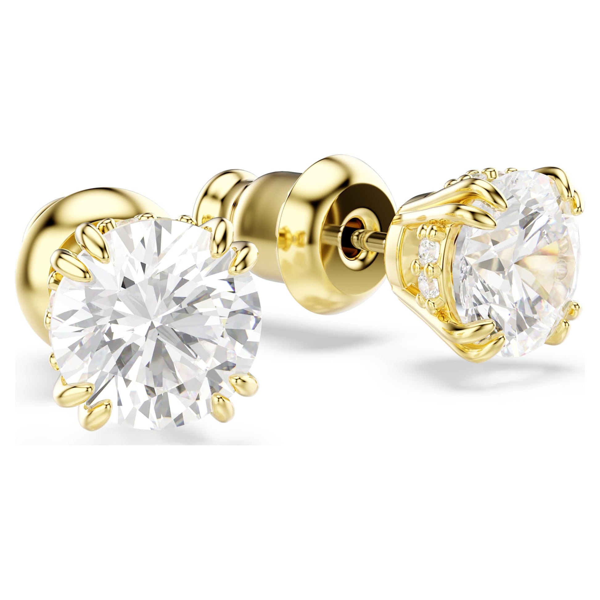 Swarovski Stilla stud earrings Round cut, White, Gold-tone plated 5642595
