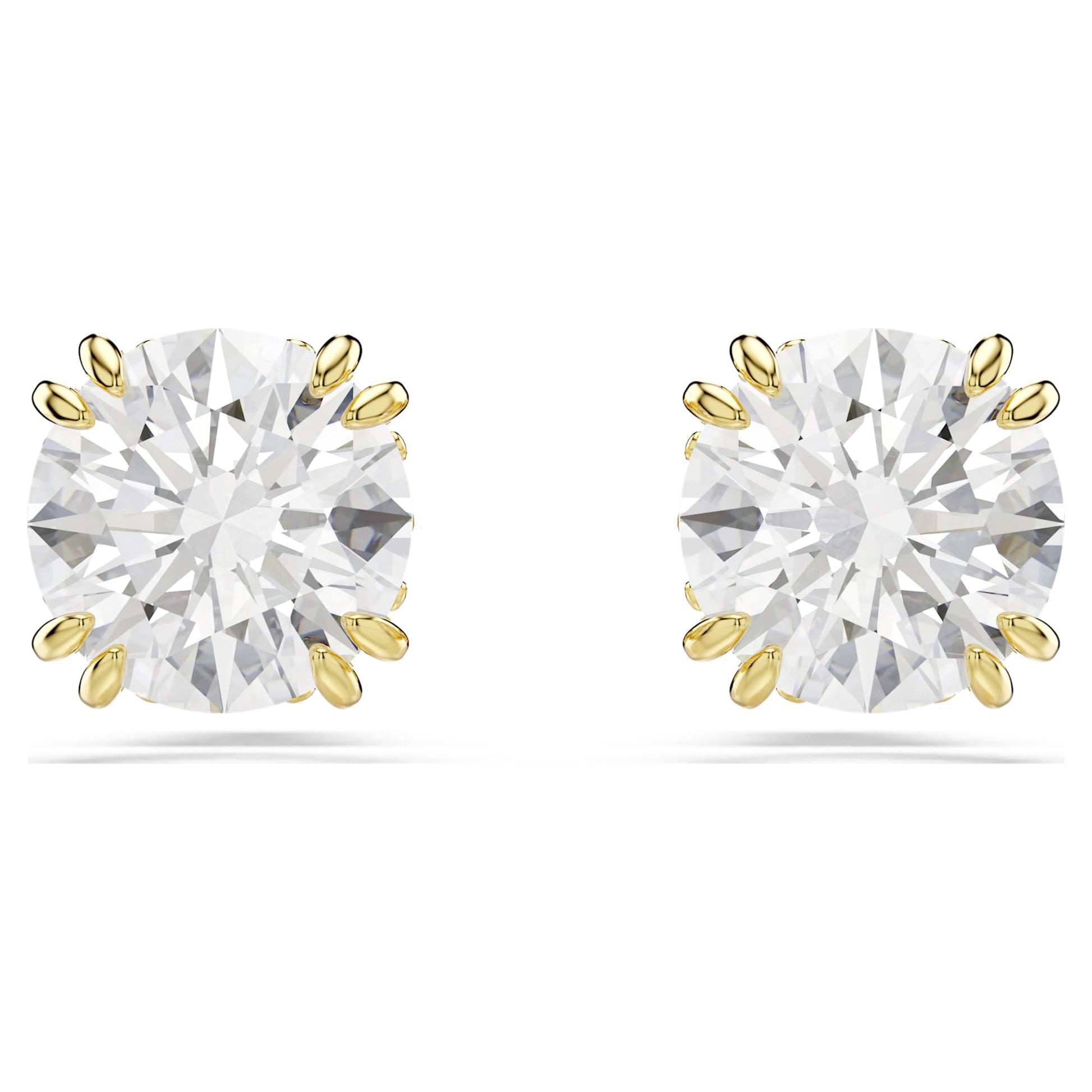 Swarovski Stilla stud earrings Round cut, White, Gold-tone plated 5642595