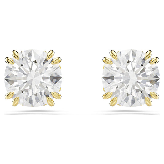 Swarovski Stilla stud earrings Round cut, White, Gold-tone plated 5642595