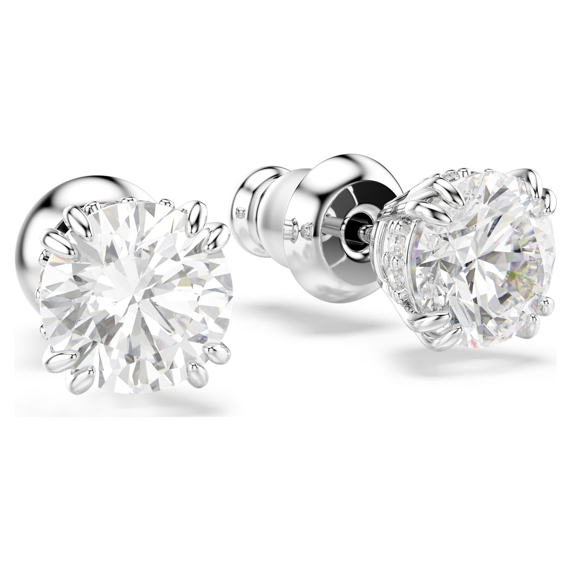 Swarovski Stilla stud earrings Round cut, White, Rhodium plated  5636712