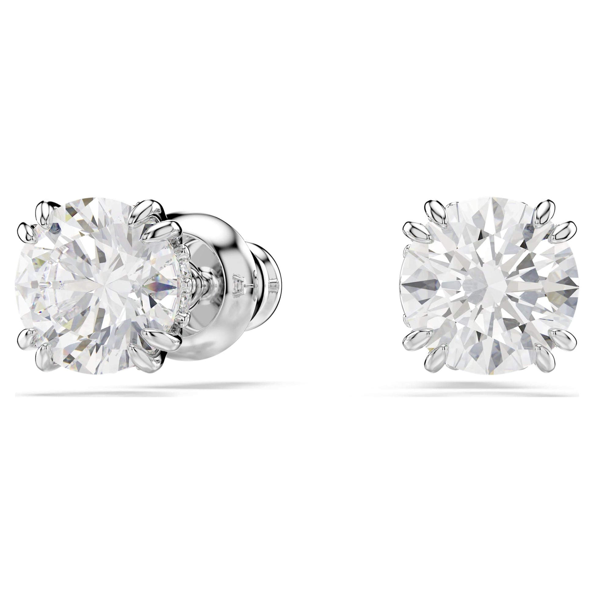 Swarovski Stilla stud earrings Round cut, White, Rhodium plated  5636712