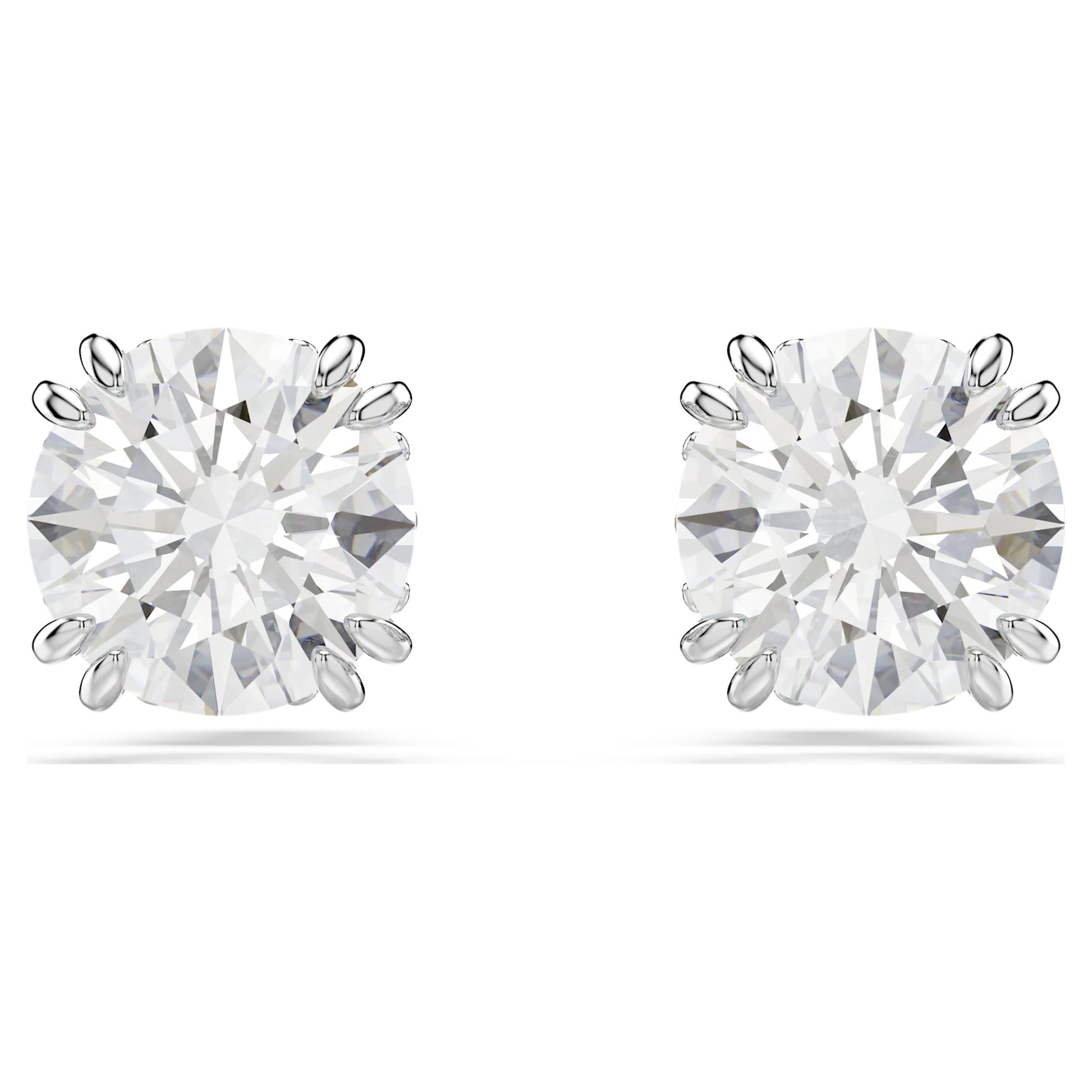 Swarovski Stilla stud earrings Round cut, White, Rhodium plated  5636712
