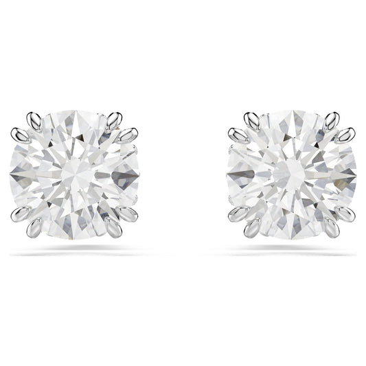 Swarovski Stilla stud earrings Round cut, White, Rhodium plated  5636712