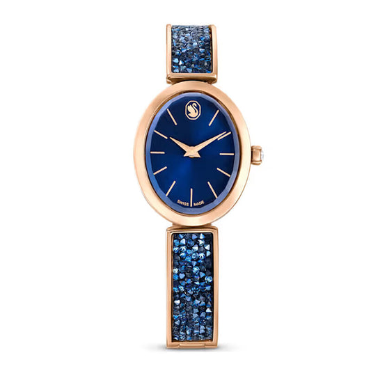 Swarovski Crystal Rock Oval Quartz Blue Dial Watch 5656822