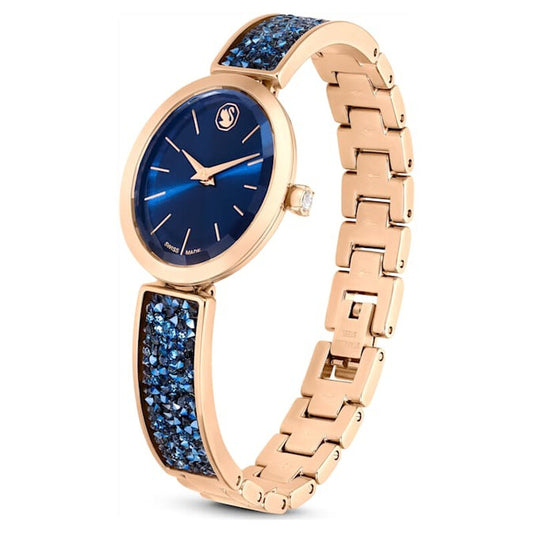 Swarovski Crystal Rock Oval Quartz Blue Dial Watch 5656822