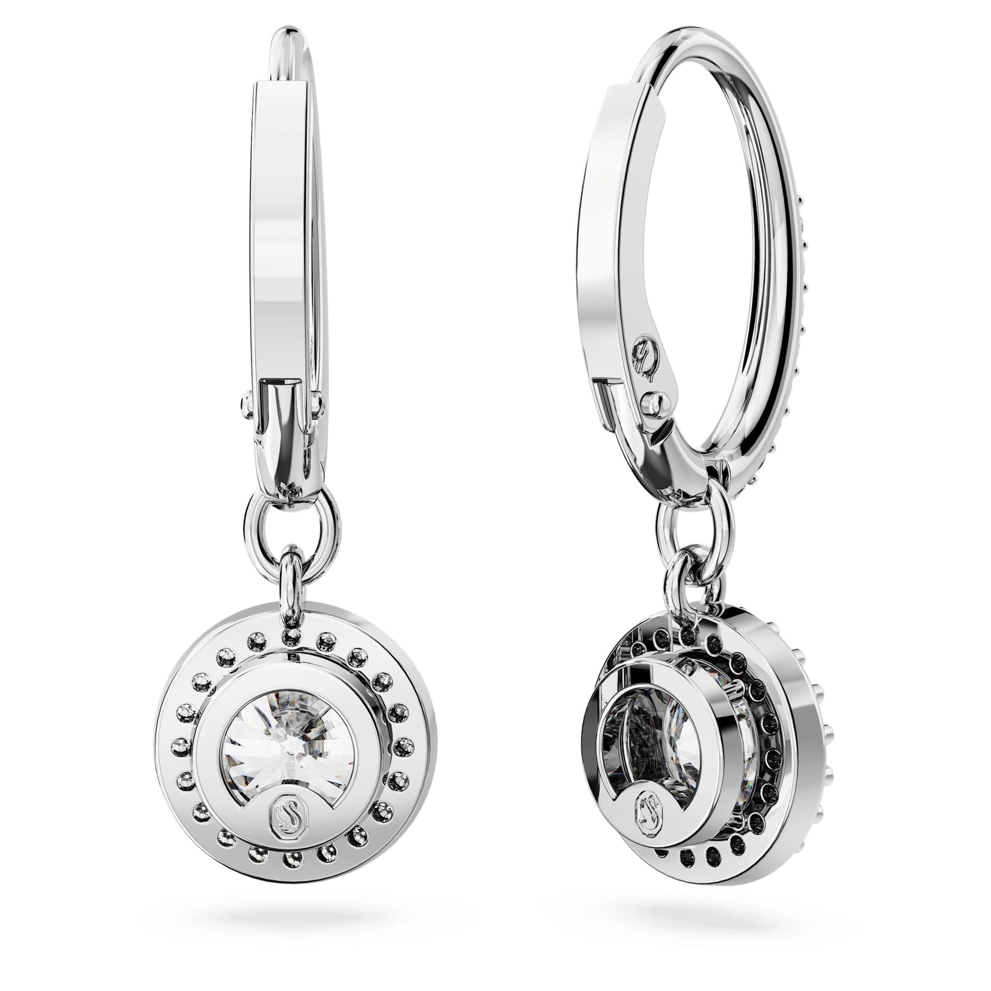 Swarovski Una Angelic drop earrings Round cut, Pavé, White, Rhodium plated 5636270