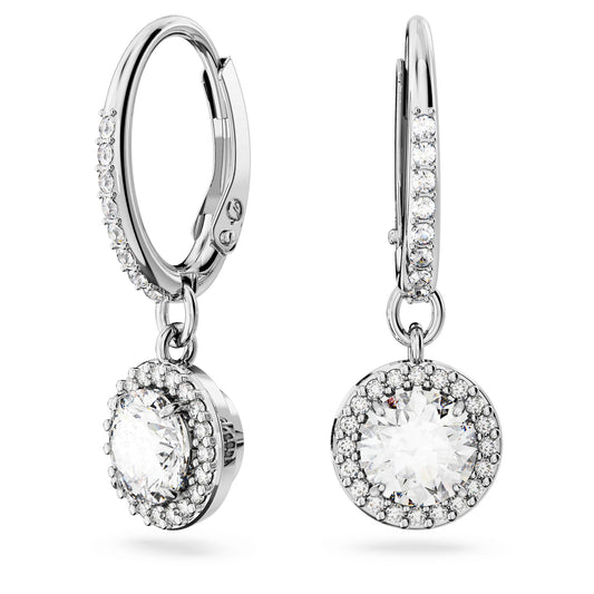 Swarovski Una Angelic drop earrings Round cut, Pavé, White, Rhodium plated 5636270