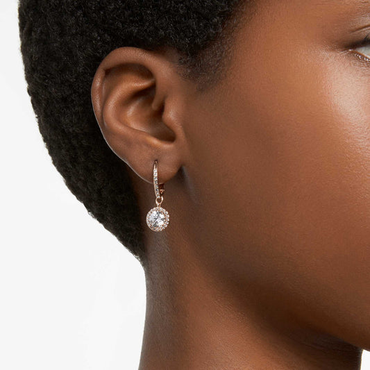 Swarovski Una Angelic drop earrings Round cut, Pavé, White, Rose gold-tone plated 5638769