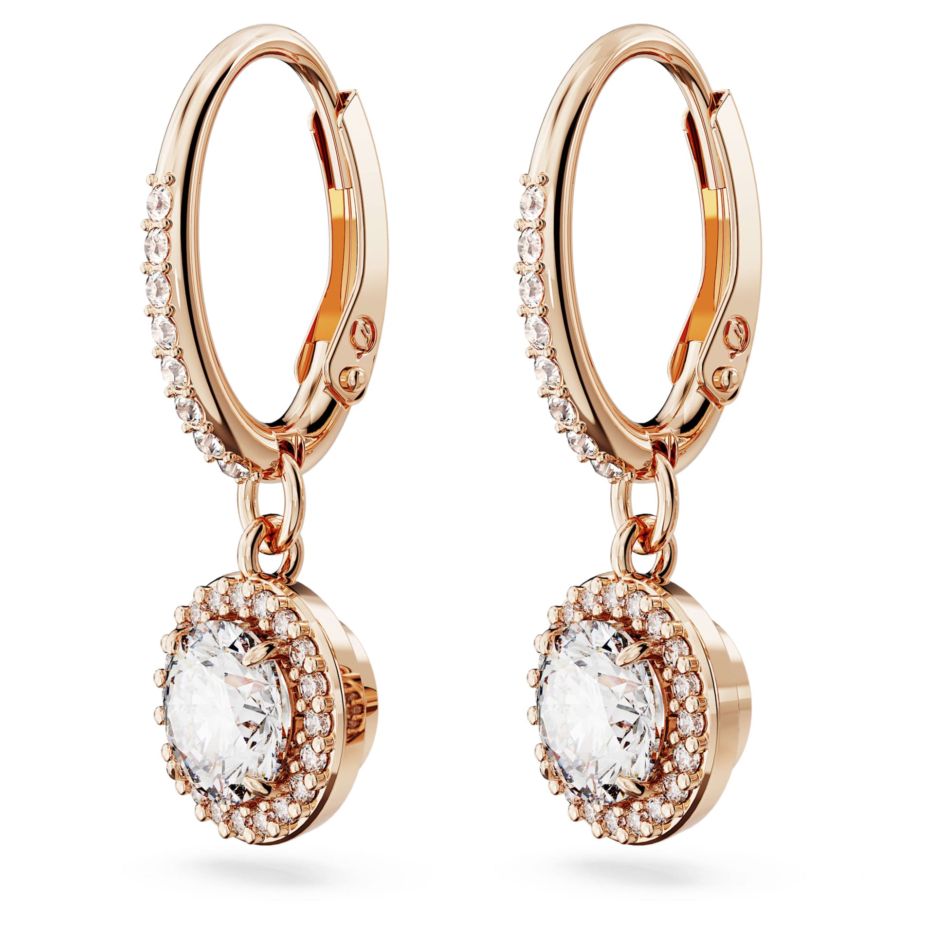 Swarovski Una Angelic drop earrings Round cut, Pavé, White, Rose gold-tone plated 5638769