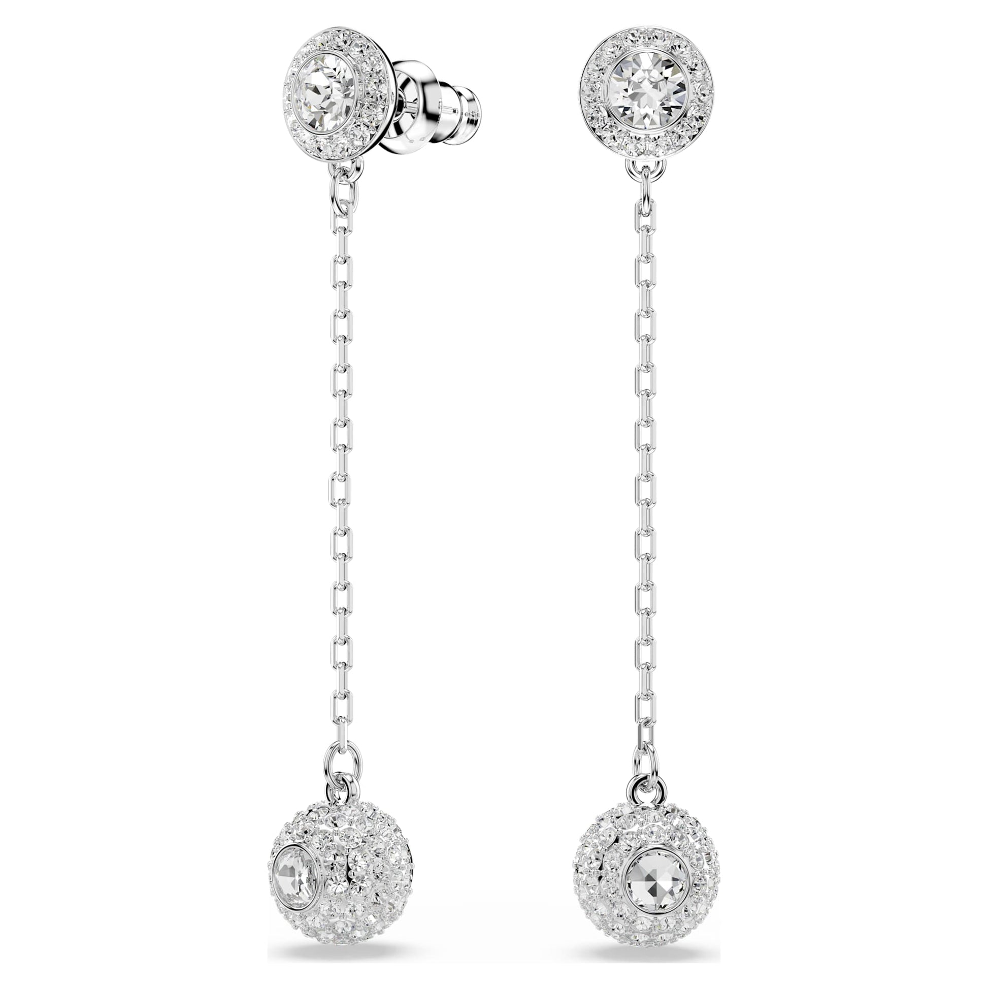 Swarovski Una Angelic drop earrings Round cut, White, Rhodium plated 5732273