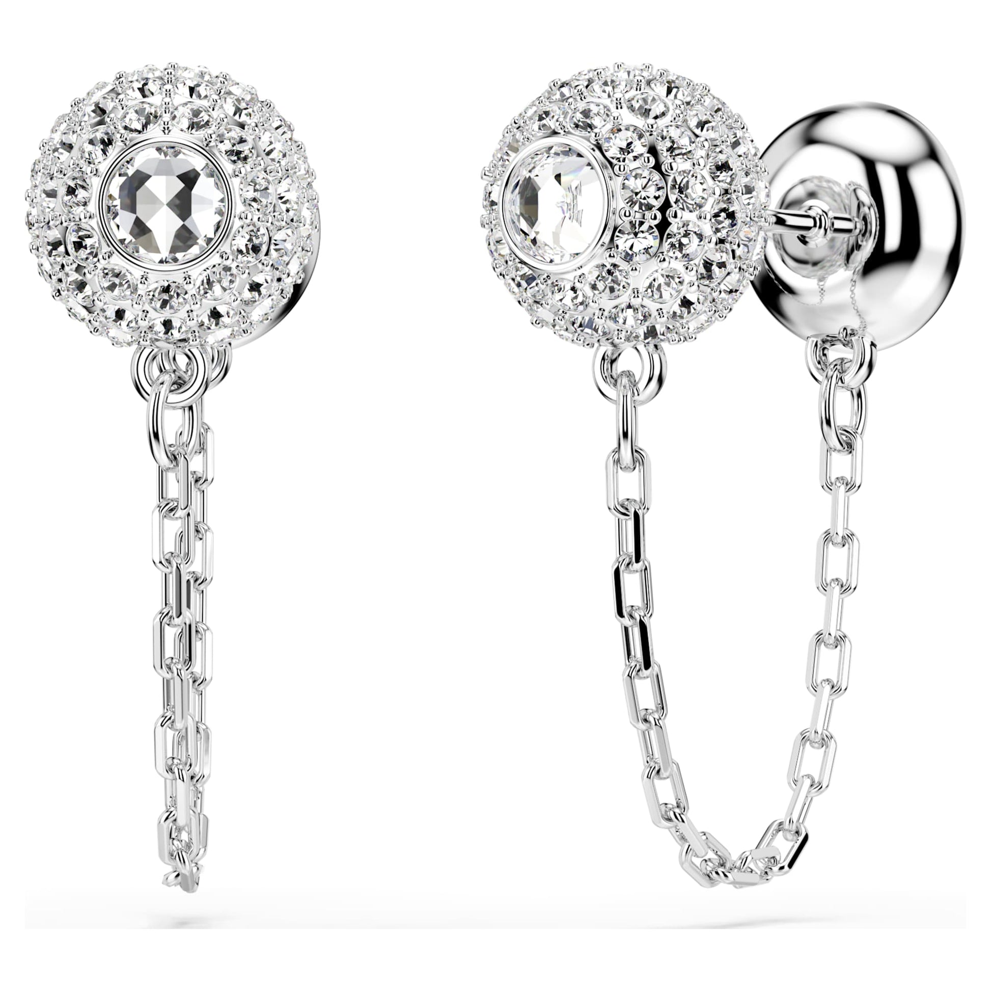 Swarovski Una Angelic drop earrings Round cut, White, Rhodium plated 5732273