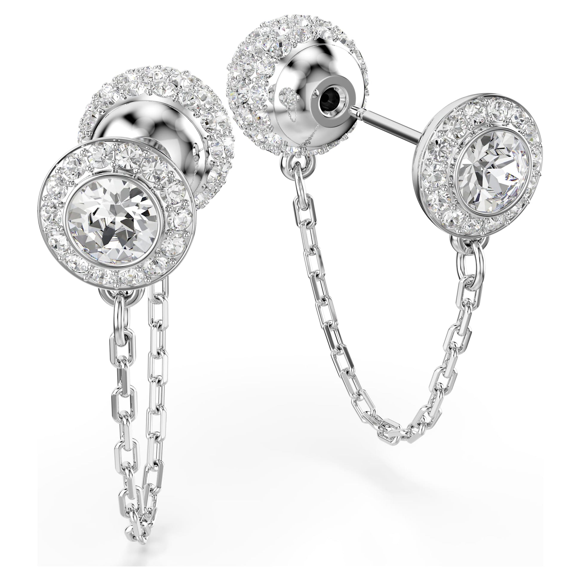 Swarovski Una Angelic drop earrings Round cut, White, Rhodium plated 5732273
