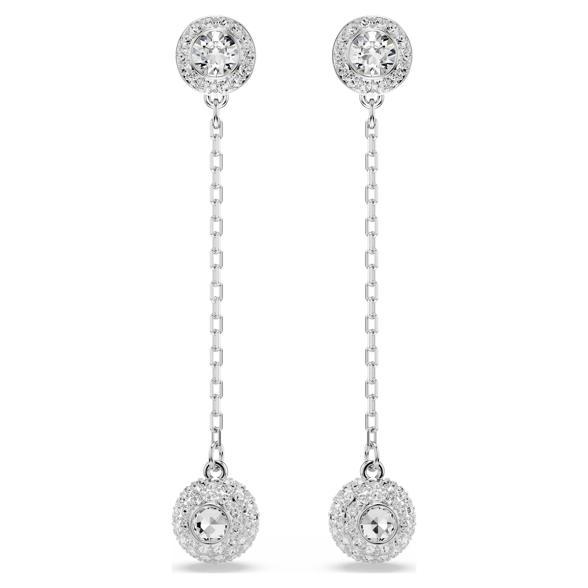 Swarovski Una Angelic drop earrings Round cut, White, Rhodium plated 5732273