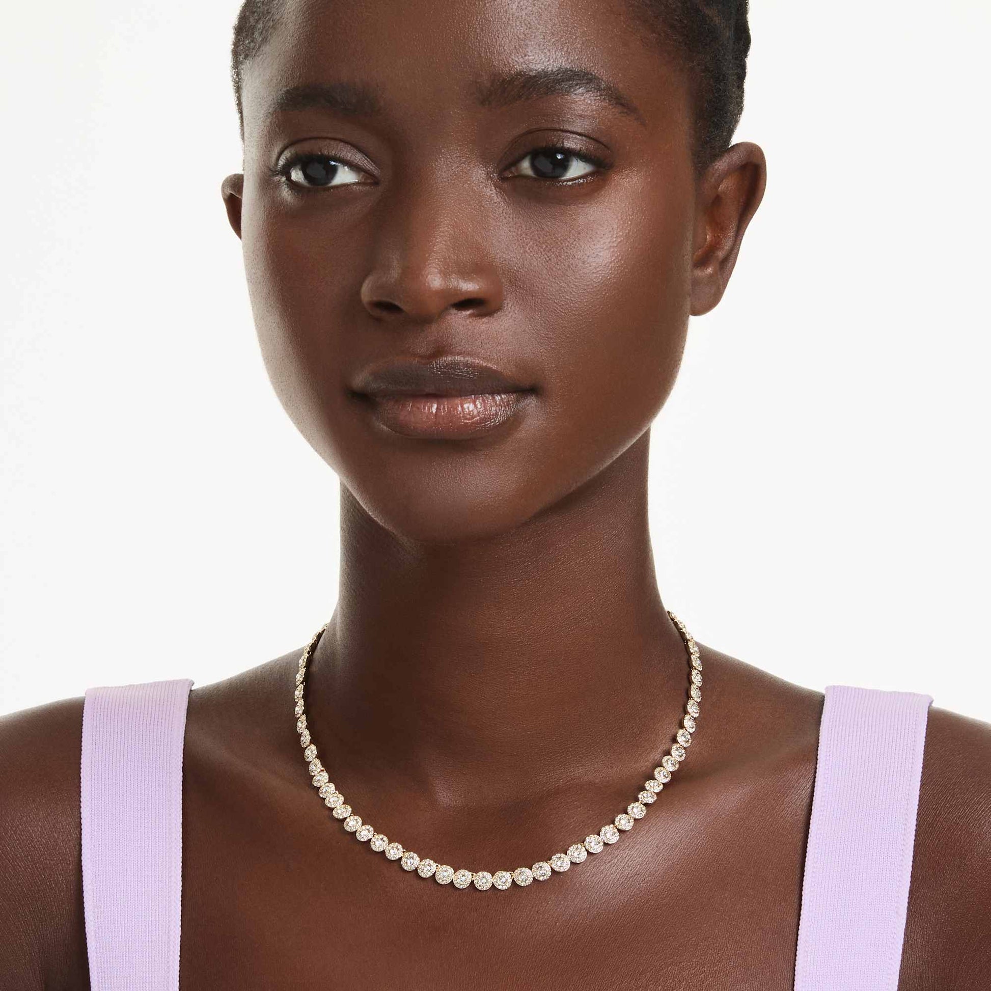 Swarovski Una Angelic necklace Round cut, Small, White, Gold-tone plated 5751560