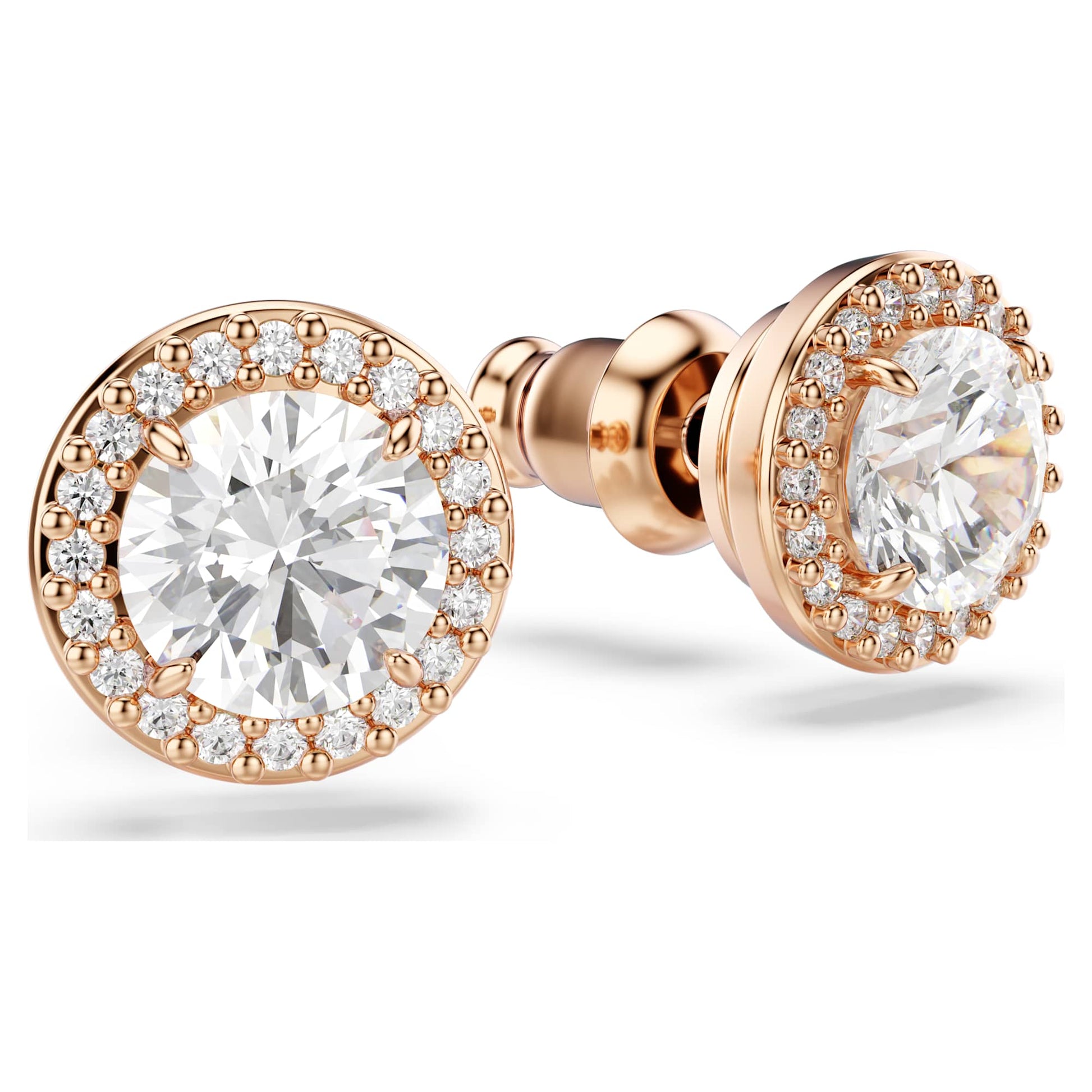 Swarovski Una Angelic stud earrings Round cut, Pavé, White, Rose gold-tone plated 5636275