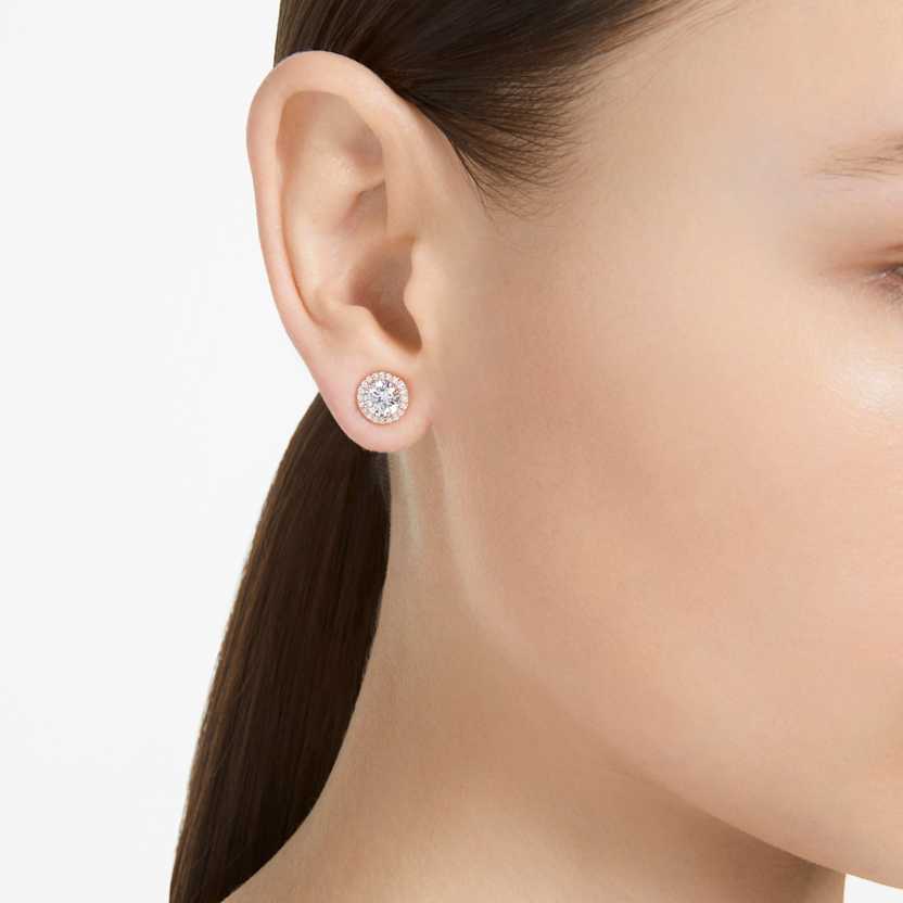 Swarovski Una Angelic stud earrings Round cut, Pavé, White, Rose gold-tone plated 5636275