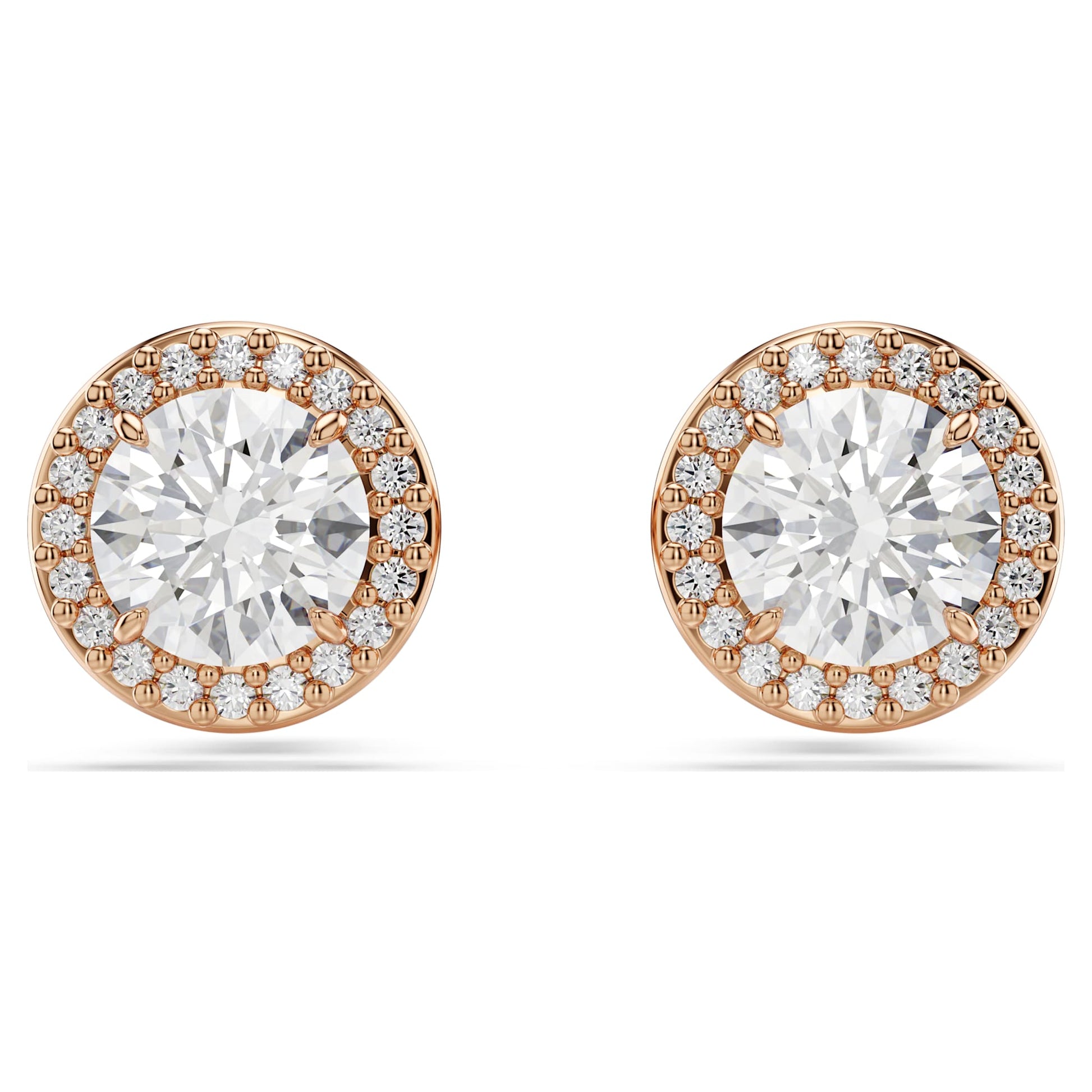 Swarovski Una Angelic stud earrings Round cut, Pavé, White, Rose gold-tone plated 5636275