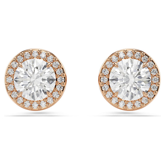 Swarovski Una Angelic stud earrings Round cut, Pavé, White, Rose gold-tone plated 5636275